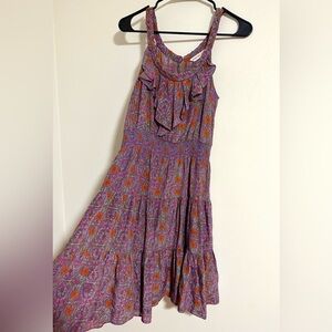 Rebecca Taylor SILK floral smocked waist summer tiered dress